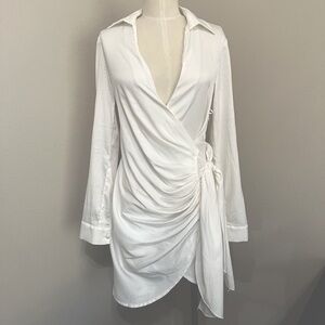 Revolve white mini summer dress side tie around brand: super down